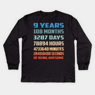 Funny 9 Years Birthday Kids Long Sleeve T-Shirt